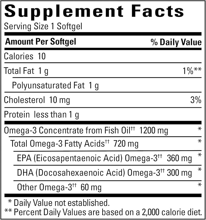 Nature Made Burp-Less Fish Oil 1200 mg One Per Day 120 Softgels Fish Oil Omega 3 Supplement For Heart Health