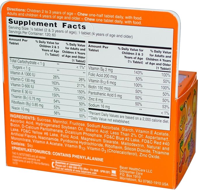 Flintstones Children's Multivitamin Supplements Chewable Tablets 60 ea