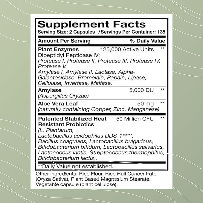 Optimal Health Systems Digest-A-Meal | Gut Health Enzyme &amp Probiotic | Bloating Acid Reflux &amp Indigestion Relief + Aloe Vera Leaf | Digestion Supplement | 270 Capsules Family Size