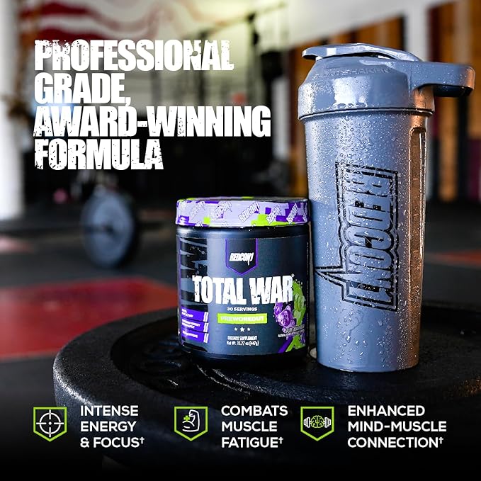 REDCON1 Total War Pre Workout Vice City - L Citrulline Malic Acid Green Tea Leaf Extract for Pump Boosting Pre Workout for Women &amp Men - 3.2g Beta Alanine to Reduce Exhaustion (30 Servings)
