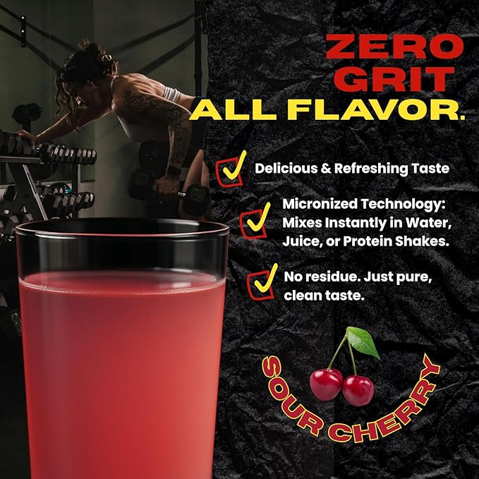 Creatine for Strength &amp Muscle Energy Production 5g per Serving Micronized Powder Pre-Workout Muscle Health Style Supplement for Gym Beginners 30 Servings Made in USA. (Cherry)