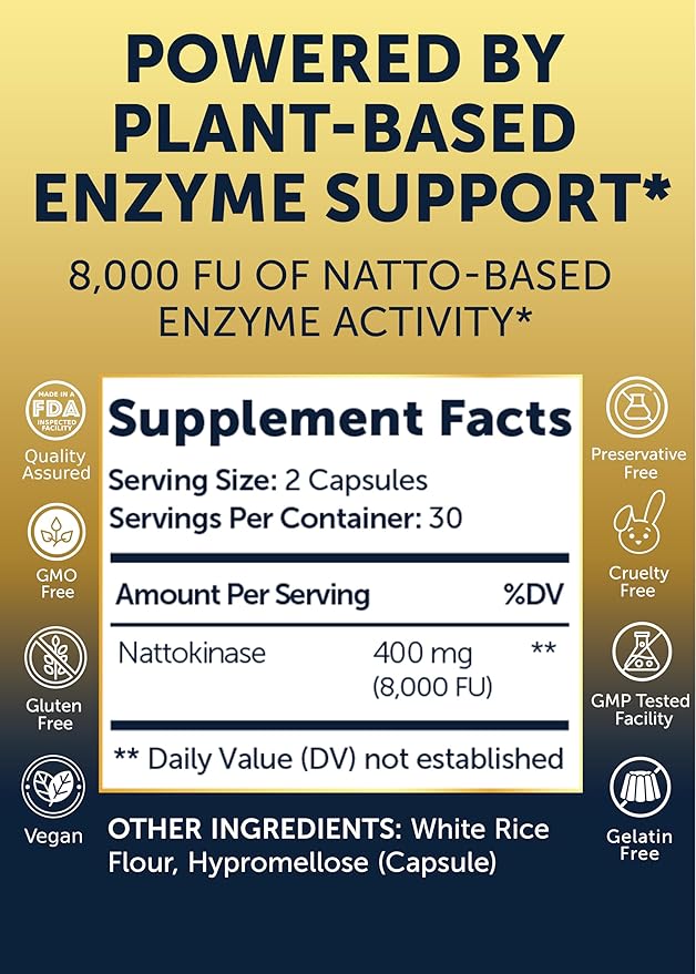 Lunakai USA Made Nattokinase 8000 FU Capsules + Turmeric &amp Ginger Gummies Bundle – Non-GMO – 60ct Each