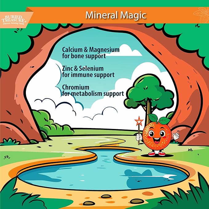 Buried Treasure Children’s Daily Liquid Multivitamin – 27 Vitamins &amp Minerals with SuperFood Blend – Sugar Free Vegan Orange Mango Flavor 16 fl oz