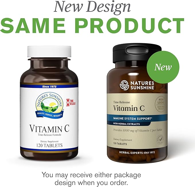 Natures Sunshine Vitamin C Time Release 1000 mg 120 Tablets | Supports the Immune System and Quench Dangerous Free Radicals