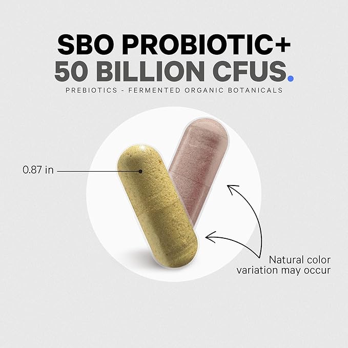 Codeage SBO Probiotics 50 Billion CFUs Per Serving Multi Strain Soil Based Organisms Blend and Organic Fermented Botanical Blend Shelf-Stable 90 Capsules