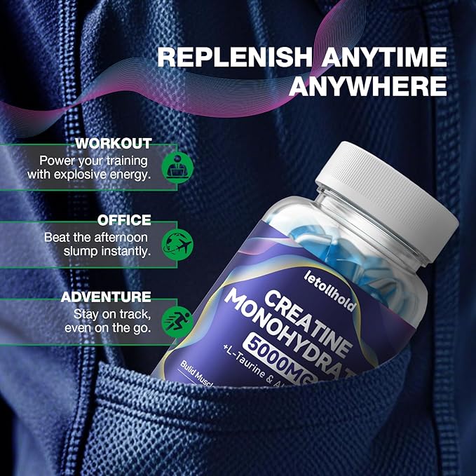 2-Pack Creatine Gummies for Women＆Men - 5g Creatine Monohydrate Gummies With L-Taurine &amp Alpha Gpc for Boost Focus Endurance Strength and Muscle Growth - Vegan Non-GMO (Blueberry 160 ct)