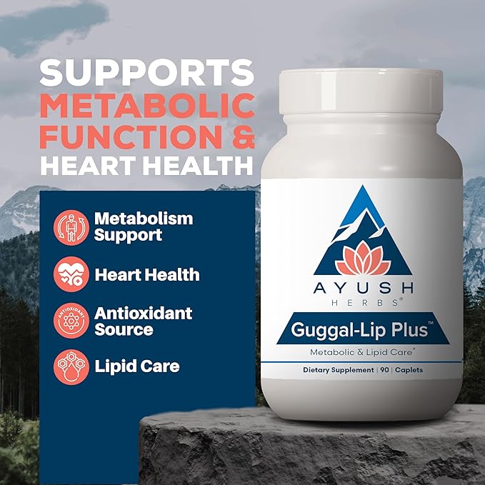 Ayush Herbs Guggal-Lip Plus - Metabolic Vitamins for Women &amp Men Daily Pill Pure &amp Natural Metabolic Health Supplement with Guggul - 90 Servings