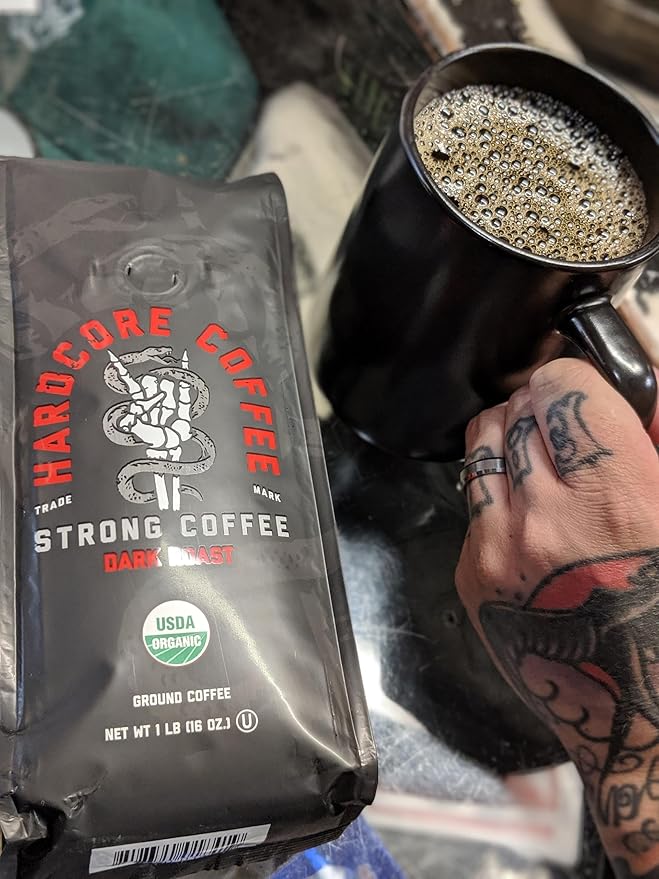 Hardcore Ground Coffee High Caffeine Strong Roast 16 Oz