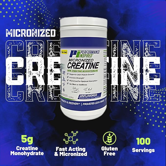 Performance Inspired Nutrition Micronized Creatine Monohydrate – 100% Pure Unflavored No Fillers – Supports Muscle Growth &amp Recovery – 1.1 lb