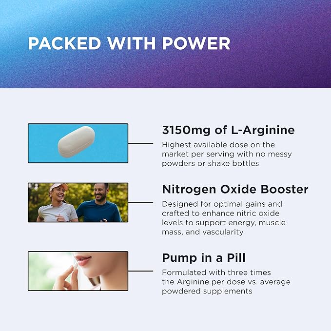Dr. Emil - L Arginine (3150mg) Highest Capsule Dose - Nitric Oxide Supplement for Vascularity Endurance and Heart Health (AAKG and HCL) - 90 Tablets