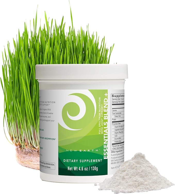Essentials Blend+ Greens Powder with Probiotics Enzymes &amp Glucosamine | Digestive &amp Joint Support | Daily Gut Health Nutrient Absorption &amp Energy | Vegan Non-GMO