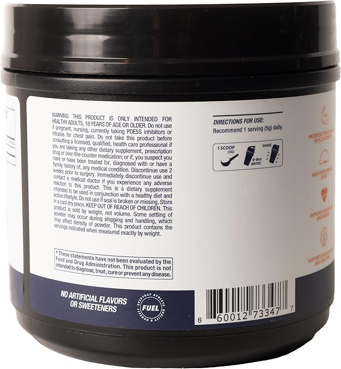 CREATINE Monohydrate Powder – Supports Energy Brain &amp Muscle Health and Recovery for Men &amp Women - Gluten &amp GMO Free Soy Free Sport Certified – Unflavored 500 G 100 Servings