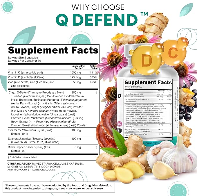 Clean Nutraceuticals Quercetin Zinc Vitamin C Vitamin D Bromelain Elderberry - Lung Immune Support Supplement Adults with Artemisinin Sea Moss Echinacea Allergy Relief (60 Count (Pack of 5))