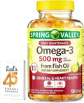 Spring Valley Omega-3 from Fish Oil 500 mg 120 Count SoftGels General &amp Heart Health Dietary Supplement Bundle with Luall's 45 Diabetes Decoded