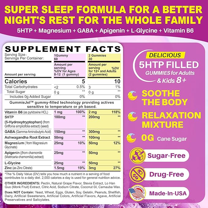 LILICARE 5HTP Gummies for Adults &amp Kids + Collagen Peptides Soft Chews 3000mg for Women &amp Men