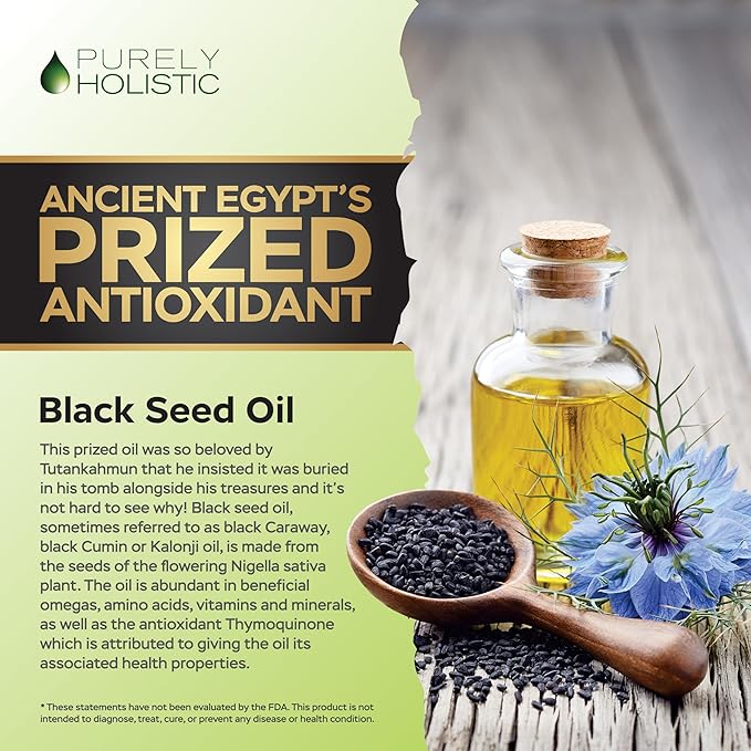 Purely Holistic Black Seed Oil 1400mg + Organic Ashwagandha 1300mg Bundle - 180 Softgels + 180 Capsules - Easy to Swallow - Made in USA