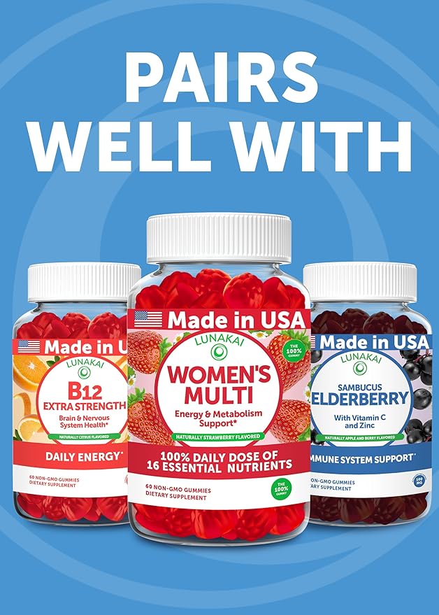Lunakai USA Made Magnesium Glycinate Gummies with L-Theanine for Kids &amp Adults – 420mg Magnesium Supplement for Calm Sleep &amp Stress Support - 3 Pack