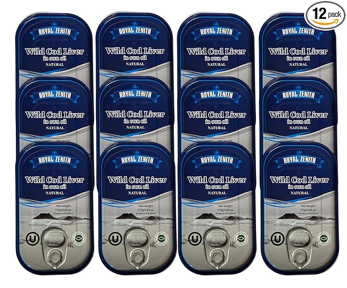 Royal Zenith Icelandic Wild Cod Liver 4.05oz/115g Pack of 12
