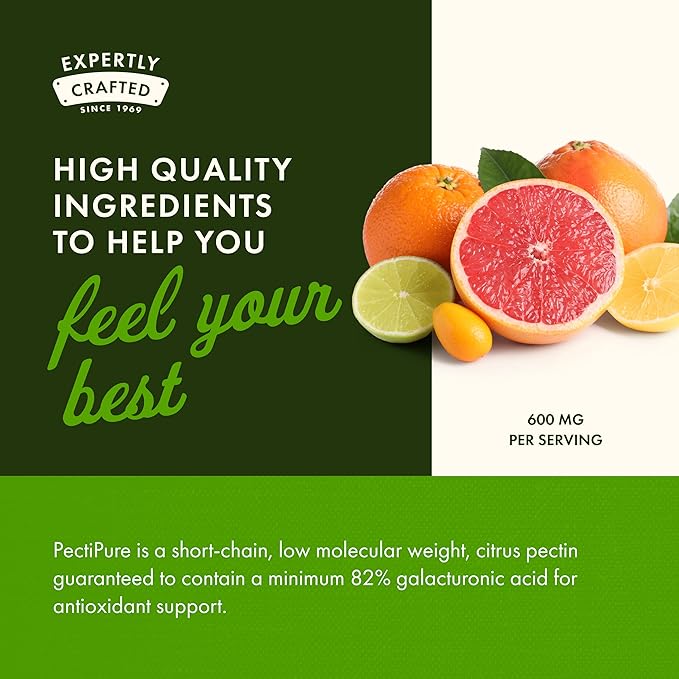 Swanson PectiPure Modified Citrus Pectin-Supports Digestive Health and Cellular Health-Delivers Minimum of 82% Galacturonic Acid-Natural Wellness Supplement (60 Capsules 600mg Each) (Pack of 2)