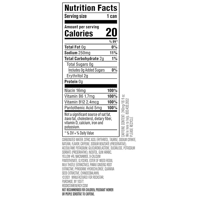 Rockstar Pure Zero Energy Drink Mandarin Orange 0 sugar with Caffeine and Taurine 16oz (Pack of 24) (Packaging May Vary)