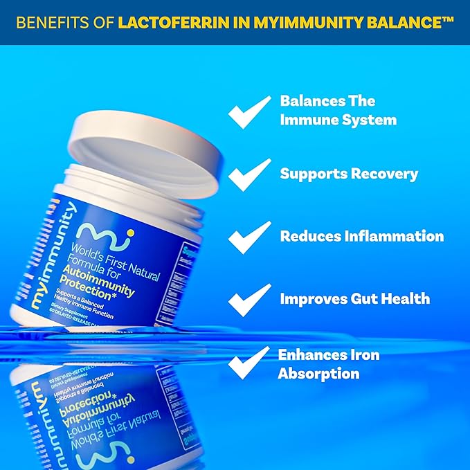 Immune Balance Supplement | Grass-Fed Lactoferrin Taurine Vitamins D3 K2 &amp B12 | 30-Min Delayed-Release | Promotes Gut Digestive &amp Overall Wellness | Low Lactose Made in USA