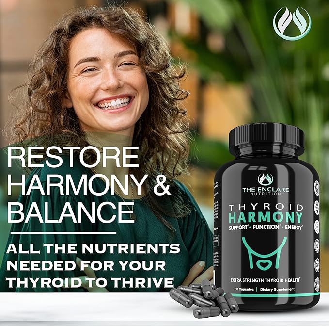 THE ENCLARE NUTRITION Thyroid Support Supplement with Iodine - Balance Hormones for Energy Metabolism Focus Stress Mood. Ashwagandha Zinc Selenium Vitamin B12 Kelp Magnesium L Tyrosine (1)
