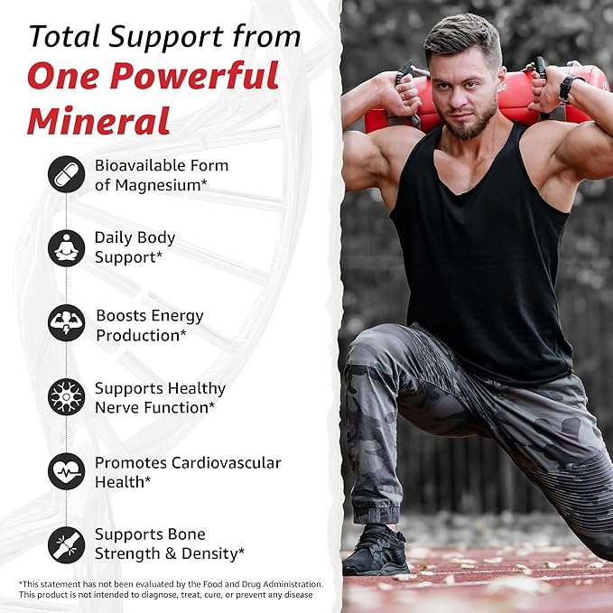 10X Health Magnesium Supplements - High-Absorption Magnesium Citrate for Sleep Muscle &amp Nerve Support Cardiovascular &amp Heart Health - 60 Capsules