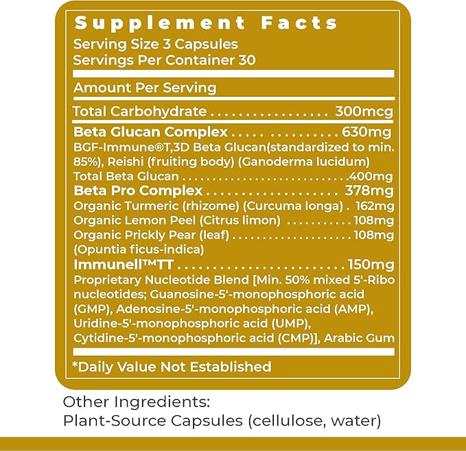 Premier Research Labs Nucleo Immune - Beta Glucan Supplements Beta Glucans Phytochemicals Prickly Pear Fiber Immune Support - 90 Capsules