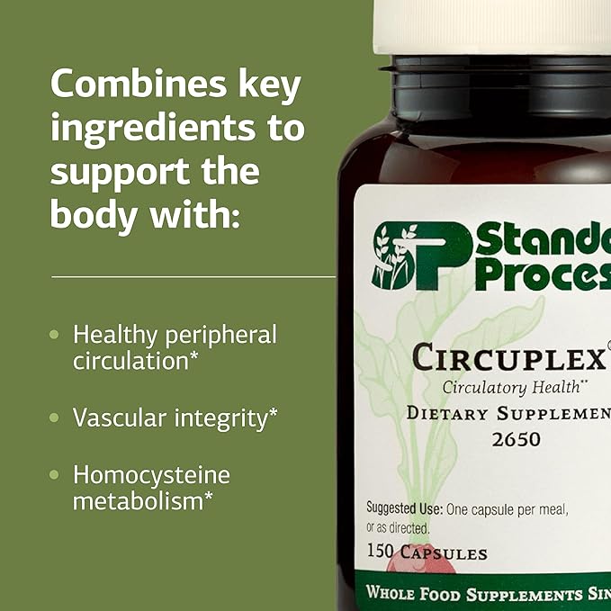 Standard Process Circuplex - Vascular &amp Nervous System Support - Blood Health Supplement with Niacin &amp Vitamin B6 - Non-Dairy Whole Food-Based Supplement - 150 Capsules