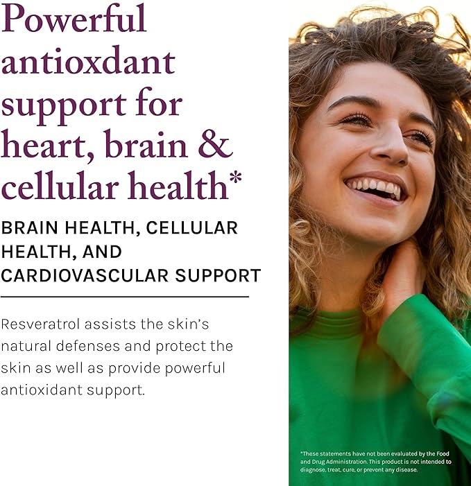 Reserveage Beauty Resveratrol Plus+ 500 mg - Rapid-Release Resveratrol Capsules with Quercetin for Immune System Brain Health &amp Cellular Health - Gluten-Free &amp Vegan - 30 Veggie Capsules