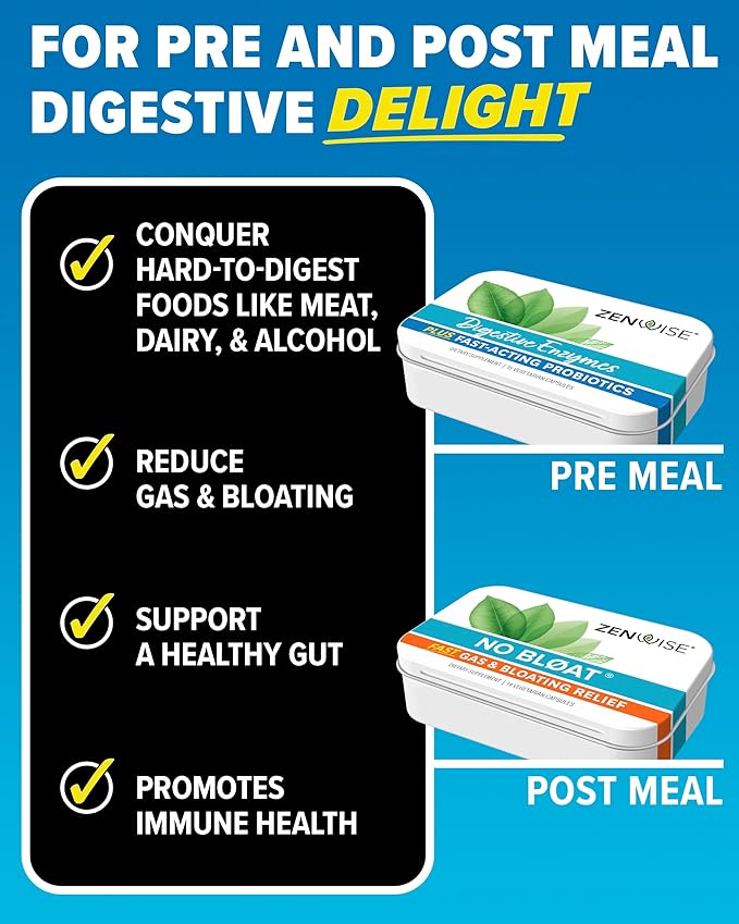 Dude Wipes + Zenwise #2 Plus Bundle – 48 Flushable Wipes + 15 Digestive Enzymes with Probiotics and Prebiotics + 14 No Bloat Caps – for Digestive Gut and Butt Health