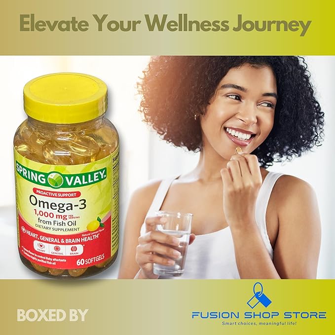 Omega 3 1000mg- Fish Oil 60 softgels (Pack of 1) Boxed By Fusion Shop Store