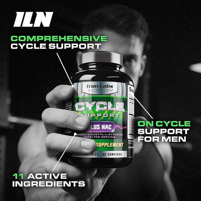 Iron Labs Nutrition: Cycle Support Plus NAC (N-Acetyl-L-Cysteine) - On Cycle Support Supplements for Men - N Acetyl L Cysteine and Milk Thistle (240 Capsules)