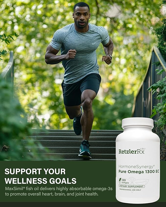 HormoneSynergy Omega 1300 EC Fish Oil Softgels - High-Strength Omega 3 Supplement with Enhanced Absorption - IFOS Verified Enteric Coated 600mg EPA 260mg DHA - 120 Count