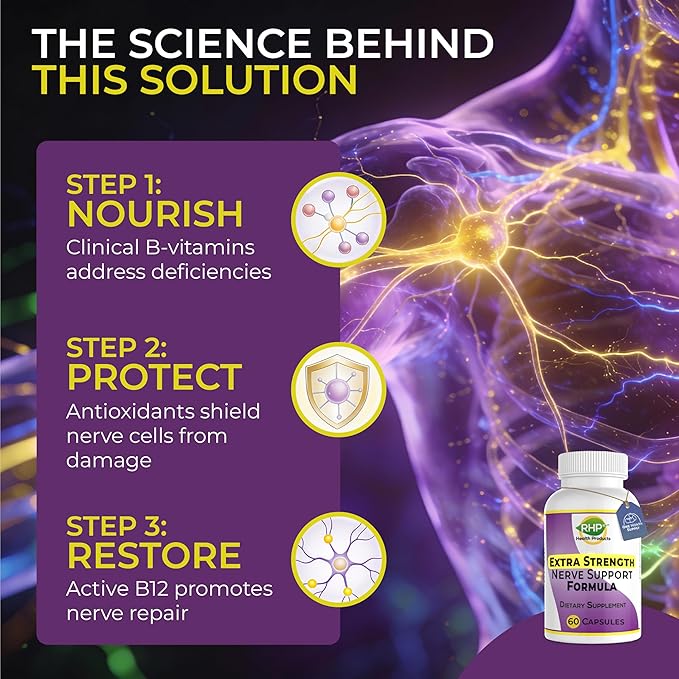 RHP Extra Strength Nerve Support Formula for Nerve Repair and Regeneration. 60 Capsules