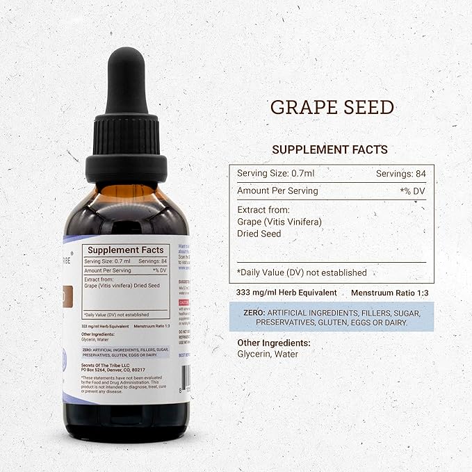 Secrets of the Tribe Grape Seed and Bitter Melon Liquid Extract (2 pcs.) | Alcohol-Free Tinctures | Grape (Vitis vinifera) Dried Seed and Bitter Melon (Momordica charantia) Dried Fruit (2x2 fl oz)