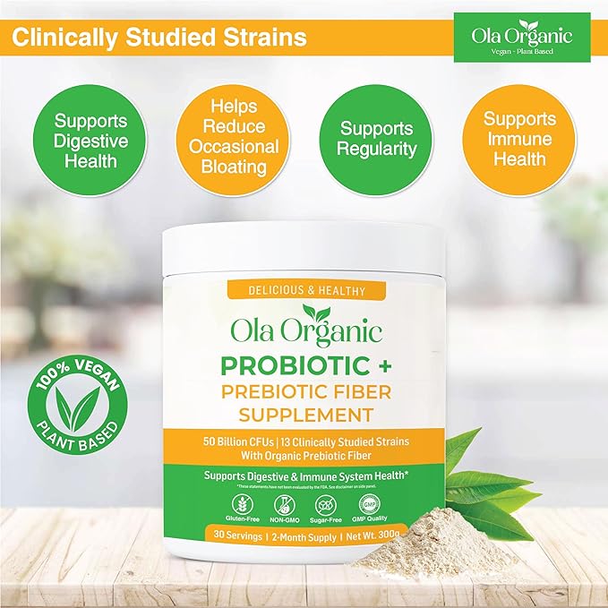 Max Strength Probiotic Powder – 60 Billion CFU with Prebiotics &amp 10 Strains – Supports Digestive &amp Gut Health – Non-GMO Formula (300g Jar)