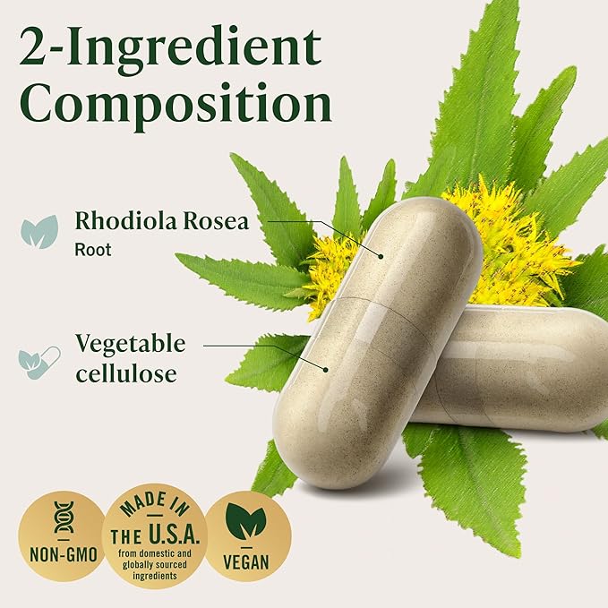 HERBAMAMA Rhodiola Rosea Capsules – Natural Menopause Supplements* for Women – 1000mg Rhodiola Rosea Root Powder per Serving for Women's Relaxation Support – Vegan Non-GMO – 50-Day Supply