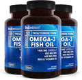 BioEmblem Omega-3 Fish Oil 2000mg - Small Size Softgels High Absorption Form Sustainable - 1400mg EPA &ampDHA Plus Vitamin D3 Non-GMO Heart Joint &amp Brain Health Fish Oil Supplement 360 Ct