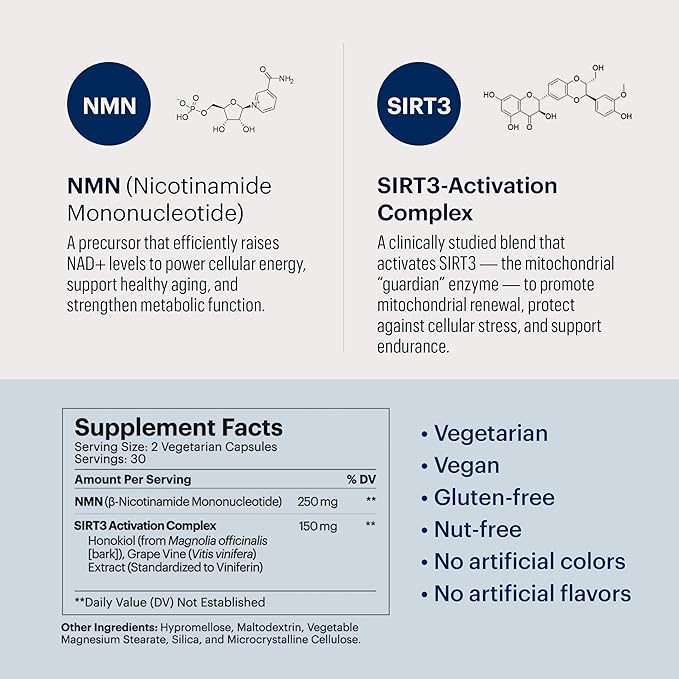 ELYSIUM Signal NMN Supplement - Clinically Proven to Support NAD+ Production Mitochondrial Function &amp Metabolic Health - Nicotinamide Mononucleotide and SIRT3 Activation Complex- 30 Day Supply