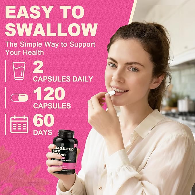 Beef Organ Supplement for Women - Beef Liver Kidney Heart Uterus Tissue Ovary | Supports Women's Overall Energy and Wellness | Grass Fed Pasture Raised in New Zealand 2P
