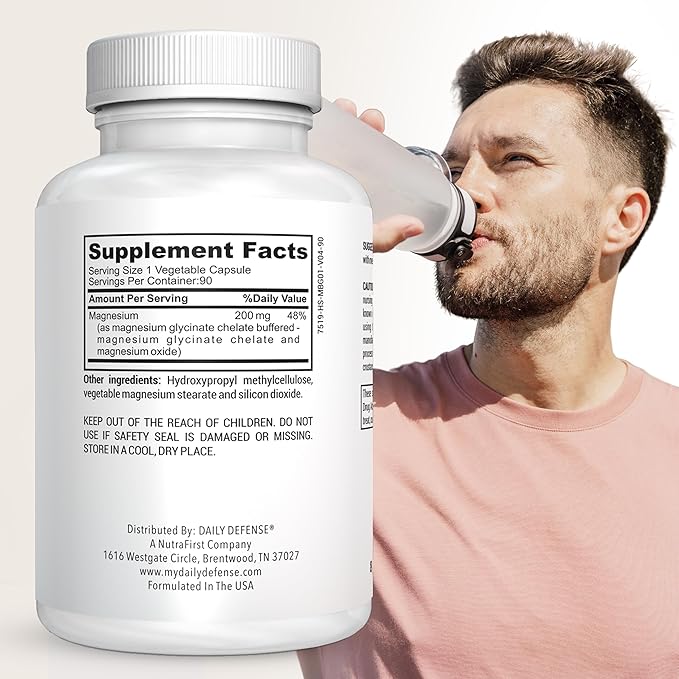 Magnesium Glycinate 200mg – Chelated Magnesium Bisglycinate for Muscle Relaxation Restful Sleep Heart Health &amp Metabolism Support – 90 Capsules Made in USA
