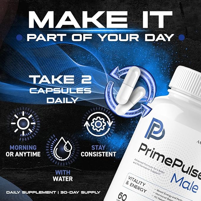 (2 Pack) Prime Pulse Male Pills – Advanced PrimePulse Capsules Formula Supplement Support Maximum Strength PrimePulse All Natural Vitamins Health and Wellness Reviews 120 Capsules for 2 Months
