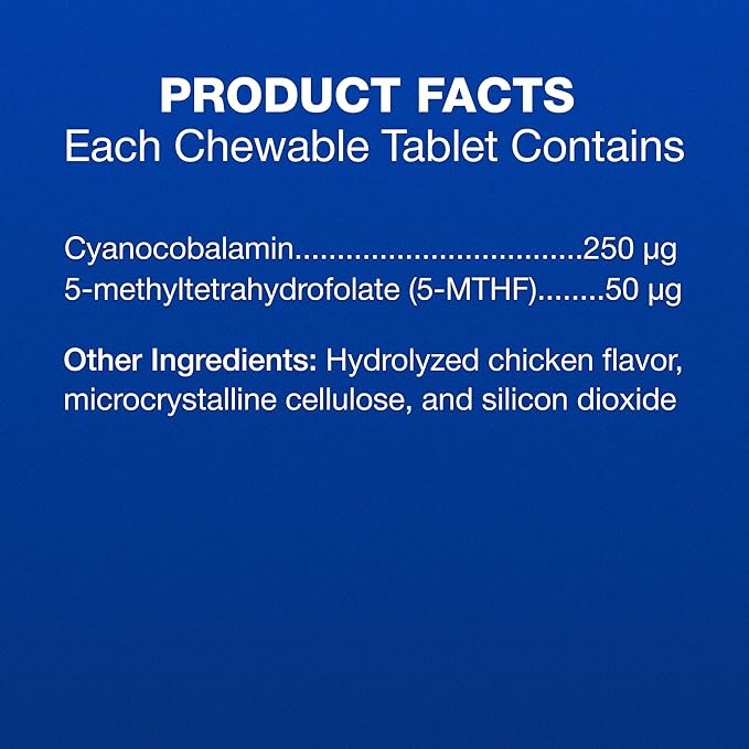 Nutramax Cobalequin B12 for Dogs and Cats Oral Cobalamin Supplement with Folate Vitamin B12 for Dogs Under 22 lbs. and Cats Supports GI Health Chewable Tablets 45 Count