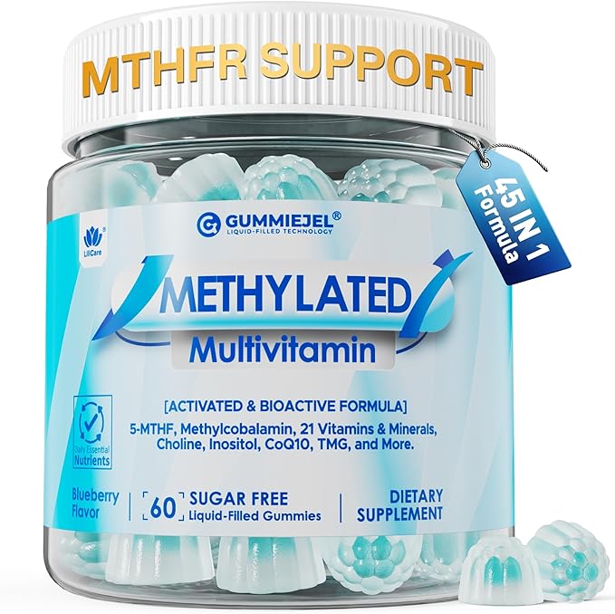 Methylated Multivitamin for Men &amp Women Gummies + Greens &amp Mushroom Blend Methylfolate &amp B12 TMG Choline Daily Vitamin A C D3K2 E B Complex Coq10 ALA for Overall Wellness Sugar