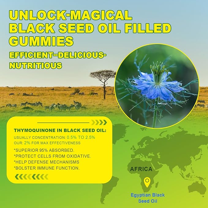 Black Seed Oil Gummies &amp Chlorophyll Biotin 500mcg with Hydrolyzed Collagen Raw Manuka Honey Organic Cold Pressed - Ultimate Absorption for Skin Hair &amp Nails Digestive Overall Health 1