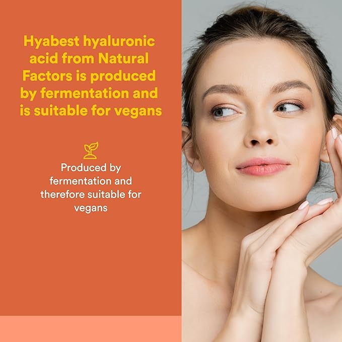 Natural Factors - Hyabest Hyaluronic Acid Supports Healthy Joints &amp Skin 60 Vegetarian Capsules