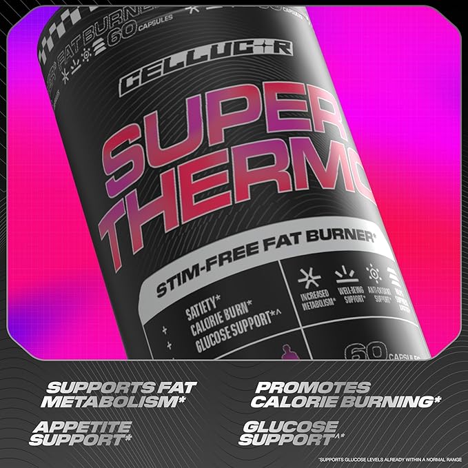 Cellucor Super Thermo™ Stim-Free Fat Burner | Thermogenic Appetite and Glucose Support | 60 Capsules