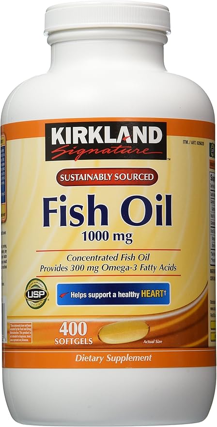 Kirkland Signature Omega-3 Fish Oil Concentrate 800 Softgels 1000 mg Fish Oil with 30% Omega-3s (300 mg)