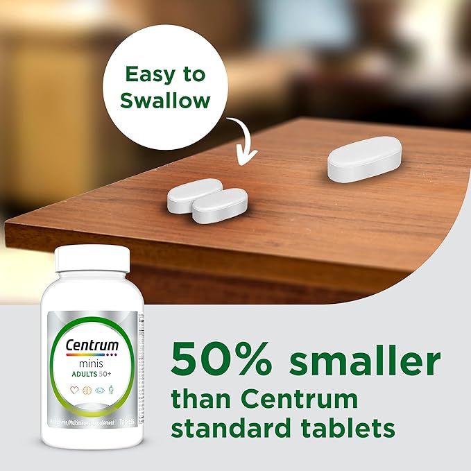 Centrum Minis Silver Multivitamin for Adults 50 Plus Multimineral Supplement Vitamin D3 B-Vitamins Gluten Free Non-GMO Ingredients Supports Memory and Cognition in Older Adults - 320 Ct